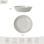 famiware Moonlight 8.5 Inch Pasta Bowls Set of 4, 32oz Serving Bowls for Kitchen, Soup Bowl with Linen Finish, Large Stoneware Bowls for Festivals, Housewarming, Dinnerware, White