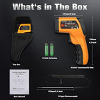 Infrared Thermometer Temperature Gun, Non-Contact Digital Laser Temp -58°F to 1472°F, K-Type Probe -58°F to 572°F, for Cooking, Pizza Oven, BBQ, HVAC, Home & Industrial