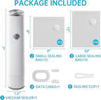 Handheld Vacuum Sealer for Food with 22 Reusable Sous Vide Bags, Compact Cordless Sealer Machine for Travel, Fresh & Save Meal Prep
