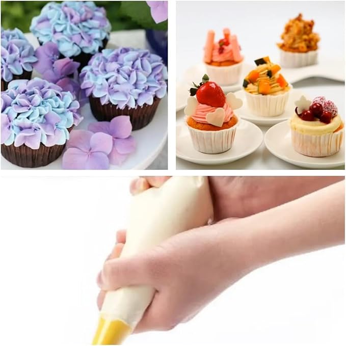 22 inch Large Piping Bags, AMBESTAR 100 Pcs Big Tipless Clear Plastic Disposable Pastry Bags for Frosting Decorating Cake Cupcake Cookie, Pro Long Thick Pastry Bag Essential Baking Tools