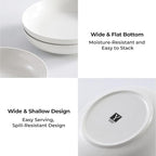 YHY Pasta Bowls Set of 4, 22 oz Ceramic Salad Plates, 7.8 Inch Wide Shallow Porcelain Dishes for Dinner, Microwave & Dishwasher Safe, White