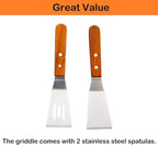 Universal Stainless Steel Griddle Flat Top Plate Grill-Top Griddle Pan with Even Heating Cross Bracing for BBQ Charcoal/Gas Grills, Camping, Tailgating, and Parties (17"*13")