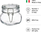 Bormioli Rocco Fido Clear Glass Jar with 85 mm Gasket,0.5 Liter (Pack of 6) (6 Items)