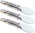 Small Serving Tongs with Silicone Tips 7-Inch Mini Tongs, Set of 3 (White)