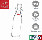 Bormioli Rocco Swing Top Glass Bottle (Set of 2) - 17 oz Reusable Container with Secure Metal Clasp, Ideal for Homemade Juices, Oil Infusions, Condiments, Mixers - Everyday Drinking Glasses