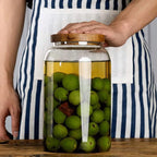 Large Glass Jars with Airtight Wooden Lid, Food Storage Glass Canister, Clear Cereal Storage Container for Flour, Sugar, Coffee Beans, Snack (67 FL OZ (2000ml))