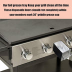 30-Pack Grease Tray Liner Drip Pan Liners for Members Mark 5-Burner Outdoor Flat Top Gas Griddle l Replacement Members Mark 5 Burner Griddle Aluminum Foil Grease Pan Disposable