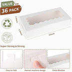 36 pcs Cookie Boxes,12x5.5x2.5 Inch Bakery Boxes with Window for Pies Chocolate Strawberries Muffins Donuts Pastry Dessert Christmas(White)
