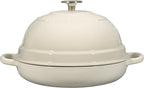 Enameled Cast Iron Dutch Oven Pot with Lid, Round Bread Oven for Homemade Sourdough Bread Baking, 6 Quart, White