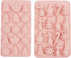 2 Pack Cowboy Chocolate Molds, Western Theme Silicone Mold Baking with Cowboy Hat, Cowboy Boot and Horse, Suitable for Making Chocolate, Candy, Cakes, Cupcakes (Pink-Christmas-2PCS)