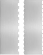 2PCS Stainless Steel Cake Scraper Set, Metal Cake Scraper with Dual Edge Designs, Cake Smoother for Icing & Cake Frosting Smoother, Icing Smoother Baking Tools for Cake Decorating