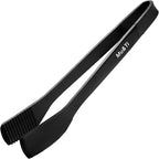 Mu&Ti Silicone Kitchen Tongs 11 Inch Spatula Silicone Toast Tongs Salad Tongs for Cooking Salad BBQ Serving Toast Grilling Locking Frying Baking Steak(Black)