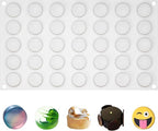 Funshowcase Mini Round Disc Silicone Mold Tray per Cavity 0.9x0.9x0.4inch 35 Cavities