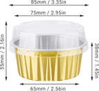 EUSOAR Assorted Colors Cupcake Liners, 5oz 125ml Muffin Liners with Lids Pack of 50, Creme Brulee Ramekins, Disposable Aluminum Foil Cups