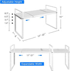 Expandable Cabinet Shelf Organizer, Stackable Kitchen Pantry Counter Storage, Adjustable Closet Cupboard Stand Rack Risers Spice Organization 80LBS Heavy Duty White 3 Pack