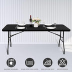 6 Pack Stretch Fabric Table Top Cap Cover, fits 5' Tables, Spandex Table Covers Washable Elastic Universal Rectangle Tablecloth Protector for Indoor Outdoor Party Picnic Wedding, Black, 30" W x 60" L