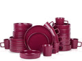 Stone Lain Cleo Stoneware 32-piece Round Dinnerware Set, Magenta,Service For 8,Coupe - Celina