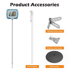 Digital Candy Thermometer with Adjustable Display, 304 Stainless Steel Probe, -58°F~572°F, Blue Body, Includes 2 Pot Clips & Heat-Insulating Pad for Sugar Syrup, Jam, Chocolate, Frying Oil