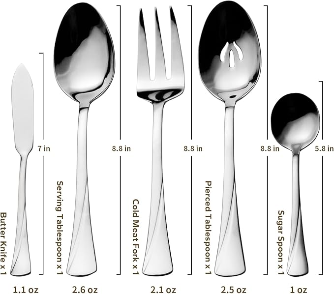 Alata Alice 65-Piece Silverware Set Stainless Steel Flatware Set,Service for 12,Mirror Polished Cutlery Set,Dishwasher Safe