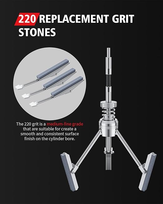 Kolvoii Cylinder Hone Tool Set with Tool Box, Adjustable Engine Cylinder Honing Tool for Sizes 3/4" to 7" Cylinders, 1-1/8", 3" and 4" Diameters with Extra 11 Piece Replacement Honing Stones - Red