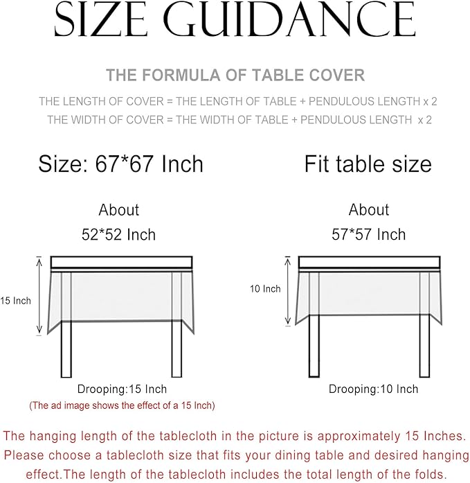 patdrea Designer Beige French Linen Tablecloth for Square Table,Anti-Wrinkle Durable Floral Table Cloth,Dacorative Cover for Kitchen Dining,Tea Party,Christmas,Thanksgiving,67"x67"-Fram