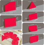 Cake Scraper, Cake Smoother Scraper Set, Dough Scraper Icing Scraper Polisher Tool, Cake Decorating Comb, Icing Smoother Plastic Sawtooth Cake Icing Kitchen Baking Cake Edge (Red)