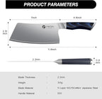 FINTISO Cleaver Knife 7 In, Kitchen Butcher Knife with G10 Ergonomic Handle, High Carbon Steel Vegetable Meat Cleaver, Heavy Duty Bone Chopper for Home and Restaurant