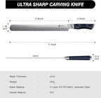 Brisket Slicing Knife, 11.6 Inch Carving Knife, Japanese High Carbon Steel Slicing Knives with VG10 Steel Core & G10 Handle, Full Tang Ultra Sharp Meat Cleaver for BBQ, Turkey, Roast, Brisket