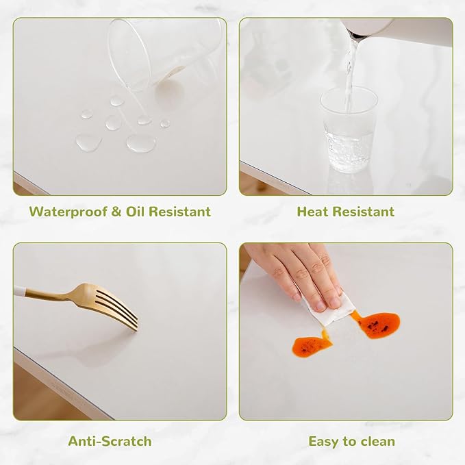 38 x 76 Inch Clear Table Cover Protector, Clear Table Protector for Dining Room Table, 1.5mm Plastic Table Cover, Waterproof Table Pad for Kitchen, Office