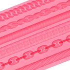 Chain and Rope Pattern Silicone Mold, 6 Designs, Pink Fondant Decorating Tool