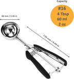 Ice Cream Scoop, Cookie Scoop, 4Tbsp/ 60ml/ 2oz Cookie Scoops for Baking, 18/8 Stainless Steel Cookie Scooper for Baking, Ice Cream Scooper with Trigger Release, Cookie Dough Scoop with Non-slip Grip