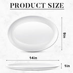 Dandat 24 Pcs 14 Inch Large Serving Platters Oval Trays White Plates Serving Dish for Wedding Party Restaurant Home Steak, Taco, Sushi, Appetizer, Cake