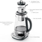 BUYDEEM K2423 Tea Maker, 316 Stainless Steel & Heat Resistant DURAN Glass Electric Kettle, 5 Temperature Settings, Removable Infuser, Auto Keep Warm, 1.2L