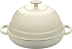 Enameled Cast Iron Dutch Oven Pot with Lid, Round Bread Oven for Homemade Sourdough Bread Baking, 6 Quart, White