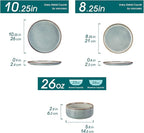 vancasso PLAYA Plates and Bowls Sets, 18 Pieces Light-Blue Dinnerware Sets for Kitchen, Reactive Glaze Dishes Set for 6, Dishwasher and Microwave Safe