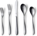 Matte Silverware Set, 18/10 Stainless Steel Satin Flatware, Modern Brushed Finish Cutlery, Dishwasher Safe & Durable, Built to Last (40-Piece, Marettimo Hammered)