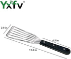 Professional Fish Spatula Stainless Steel, 11 Inch Flexible Slotted Turner, Heat Resistant & Dishwasher Safe for Kitchen Cooking, Flipping Eggs, Burgers and Outdoor BBQ Grilling