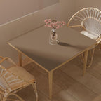 Leather Table Cover,1.8mm Thick,40x40 Inch Table Protector,Table Protector for Dining Room Table,Dining Table Cover,Table Cover Protector.(Mud Color+Champagne Gold,40x40)