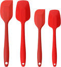 Silicone Spatulas Set, Rubber Spoon Spatula Heat Resistant Spoonula One Piece Design Seamless Spatula Non-Stick Scrapers Baking Mixing Tool (Red Set)
