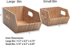 MobileVision Bamboo Storage Bins for Pantry & Kitchen Cabinet Organizer Multi-Purpose 2 PC Stackable Set for Canned Goods, Vegetables, Pouches, Boxed Meals & more