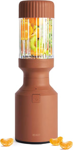 The Beast Mini Blender | Mini Countertop Kitchen Blender | Blend Smoothies and Shakes, Dressings, Sauces, Dips | Straw Cap and Straws Included | 600W (Terra)