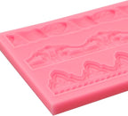 Art Molds for Cake Decoration, Baroque Scroll Silicone Fondant Molds, Floral Relief Border Chocolate Baking Molds for Resin Plaster Air Dry Clay(3-Cavity)