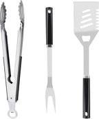 BBQ Grill Tools Set - Premium Stainless Steel Spatula, Tongs & Fork for Outdoor Cooking - Grilling Accessories Kit Gift for Men/Women, Dad, Grilling Lovers