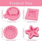 Greek Sun God Fondant Molds 4pcs, Moon Star Cake Decorating Silicone Molds, Chocolate Candy Clay Molds for Cupcake Toppers, Resin Crafts, Modeling Clay, Candles, Marzipan, Cookies, Dough, Flower Paste