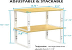 Kitchen Cabinet Organization Shelf，Set of 2 Height Adjustable Storage Racks，Stackable，Expandable，Countertop Shelves Organizer，Pantry Shelving(2PACKS/Large/White)