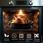 15"Oval Roasting Pan With Lid Small Chicken Roaster With 13.7in Inner Diameter Enamel Steel Roasting Pot Suitable for Outdoors Family Dinnerhigh Temperature Resistance Holiday Gifts