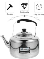 Cabilock 4L Stainless Steel Whistling Tea Kettle Stovetop Large Rapid Boil Kettle with Ergonomic Handle for Home Kitchen