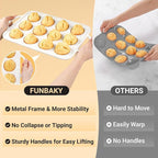 FUNBAKY Silicone Cupcake Pan, Metal Reinforcement Regular Size 12 Cups & Mini 24 Cups Nonstick Easy to Demold Baking Mold for Making Homemade Muffins