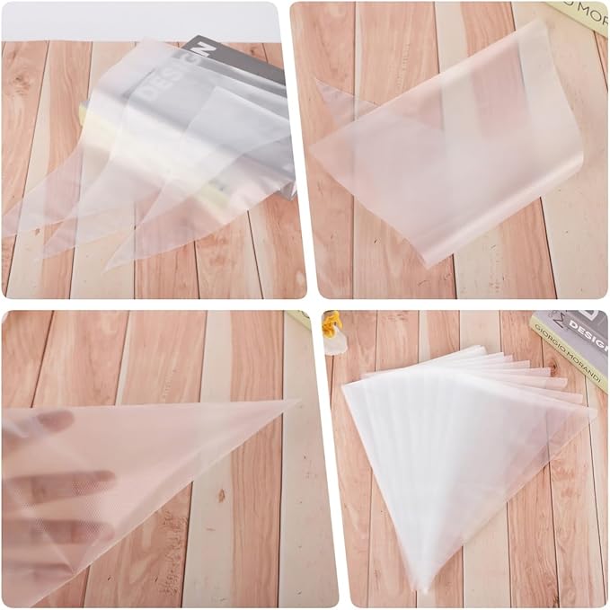 16-Inch 100 Pieces Icing Bags Heavy Duty, AMBESTAR Thick Anti-Burst Disposable Decorating Bags for all Size Tips Couplers and Baking Cookies Candy Supplies Kits, Large Cake Decorating Tools