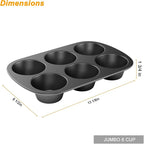 Tiawudi 3 Pack Nonstick Muffin Pan, Carbon Steel Cupcake Pan, Easy to Clean and Perfect for Making Muffins or Cupcakes, 6 Cup Jumbo